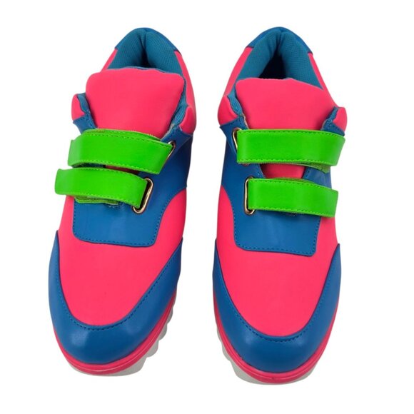Privileged Shoes Womens 10 Shoes Neon Pink Blue Green Heart Platform Sneakers - Picture 2 of 16